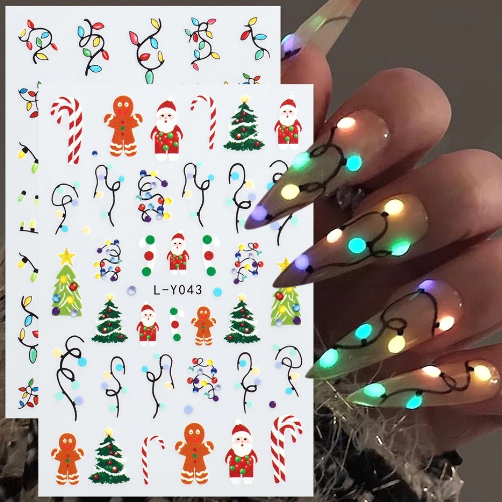 Nail Art For Men - Stiker Seni Kuku Natal Lentera Bercahaya