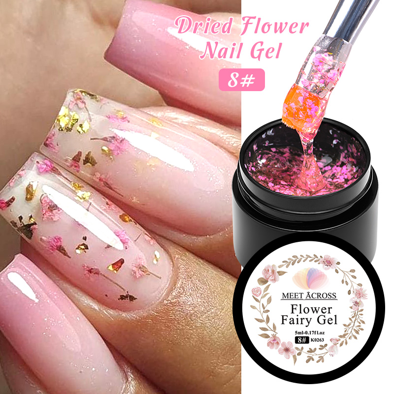 Nail Art Natural Pink - 5ml bunga merah muda kering Gel