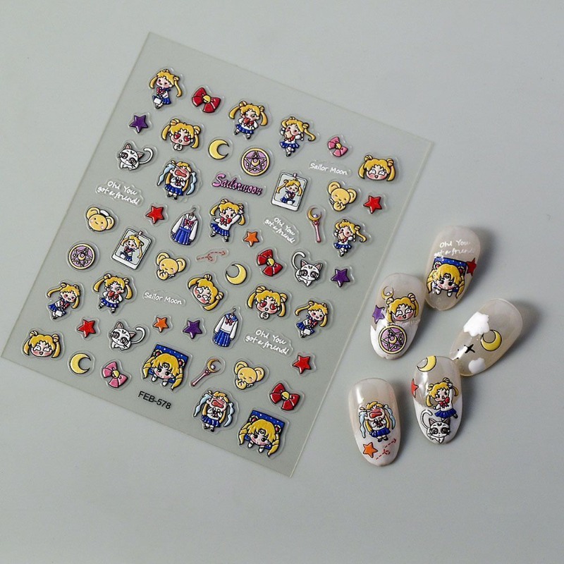 Nail Art Maroon - Stiker periferal anime Sailor Moon baru,
