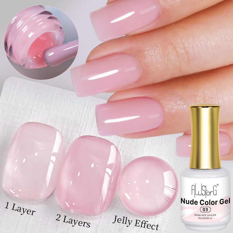 Nail Art Natural Pink - AWStorG 15ml Jelly Nude Pink Gel