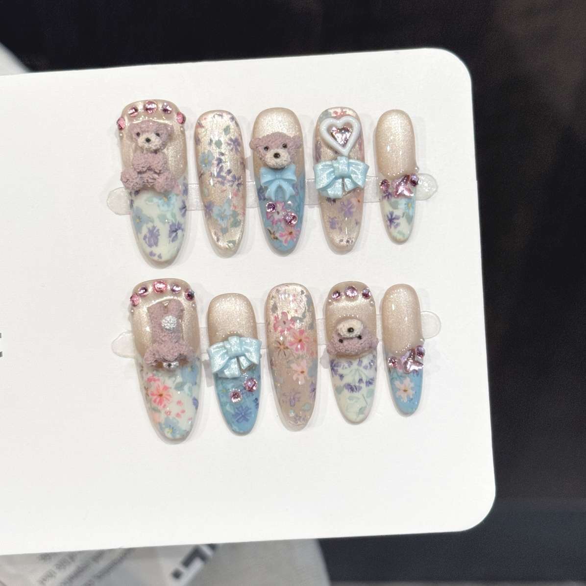 Nail Art Emerald - 10 Buah Seni Kuku Oval Buatan