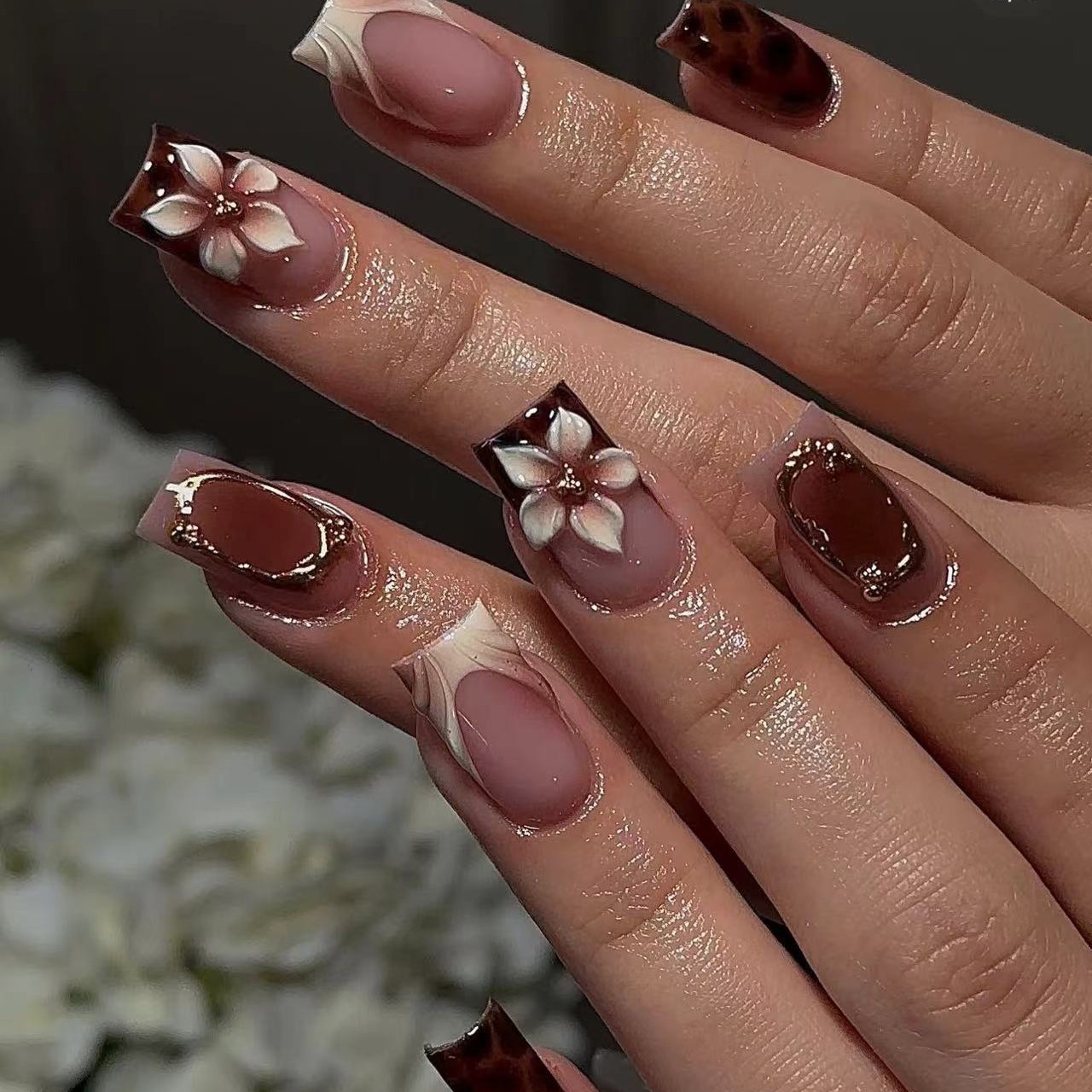 Nail Art Press On - Kuku palsu pendek persegi untuk wanita,