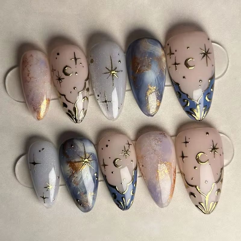 24 Buah Set Kuku Almond Pendek - Nail Art Inspo ulasan dan harga