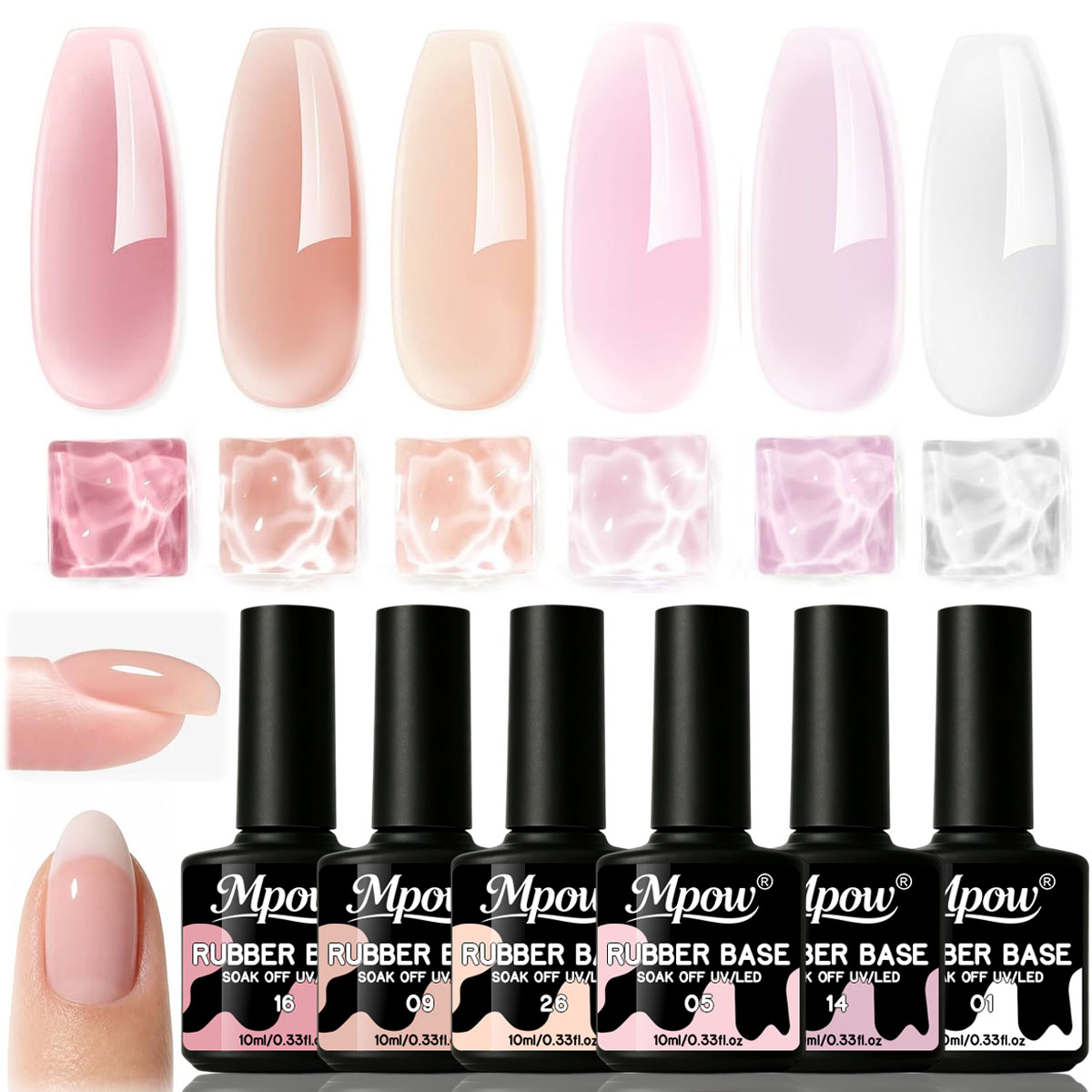 Mpow 1/6pcs 10ml Rubber Base G - Nail Art Natural Pink ulasan dan harga