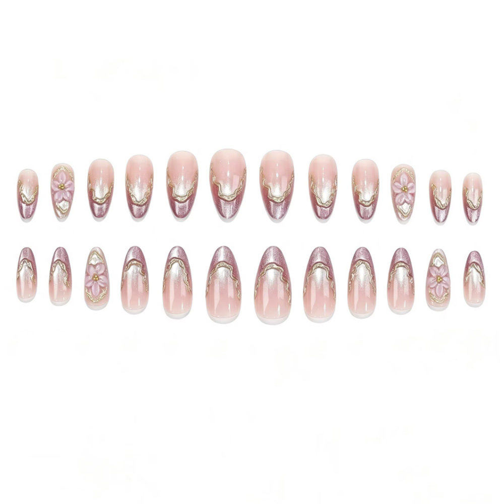 Kuku Palsu 3D Motif Bunga deng - Nail Art Press On ulasan dan harga