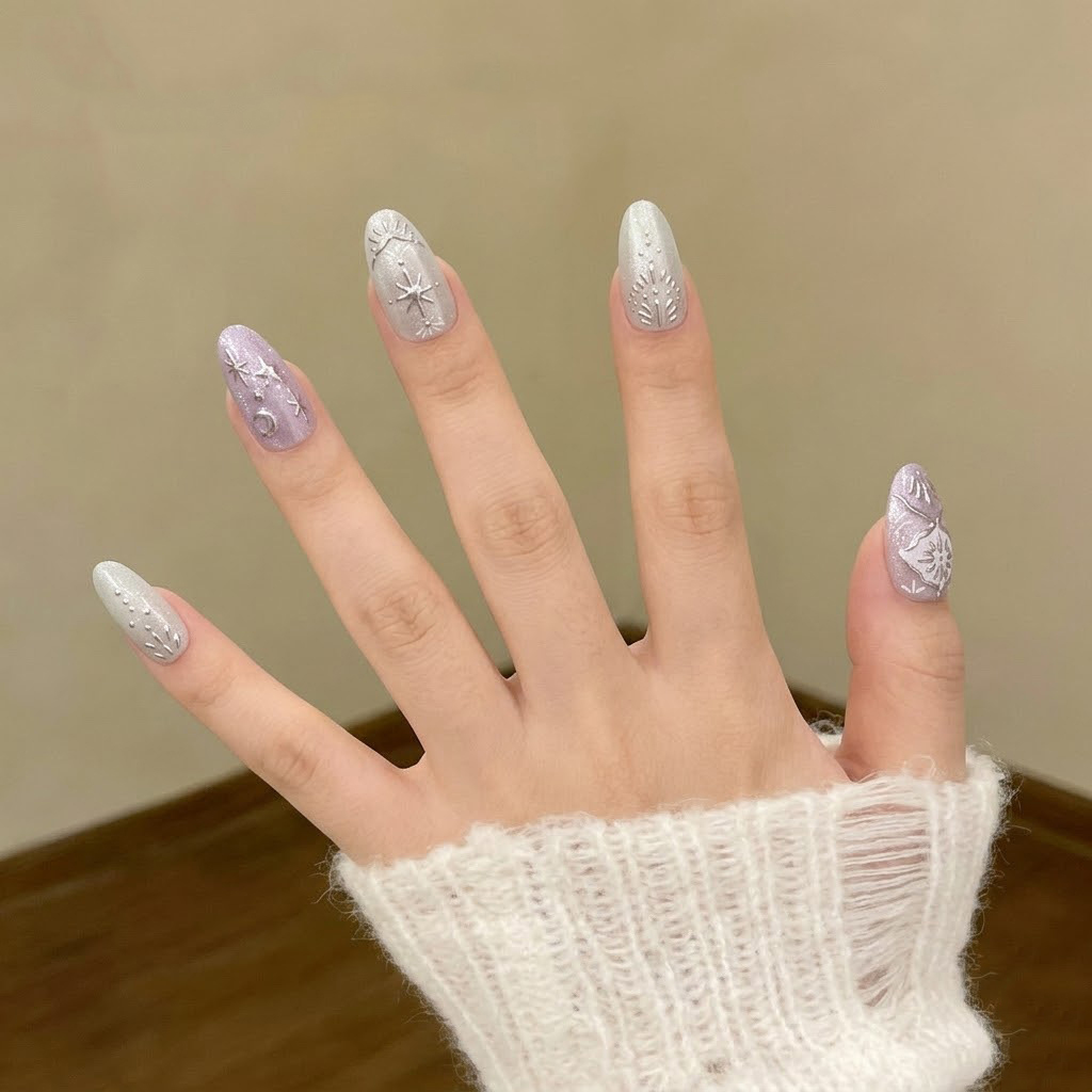 10pcs Kuku Palsu Baroque Press - Nail Art Maroon ulasan dan harga