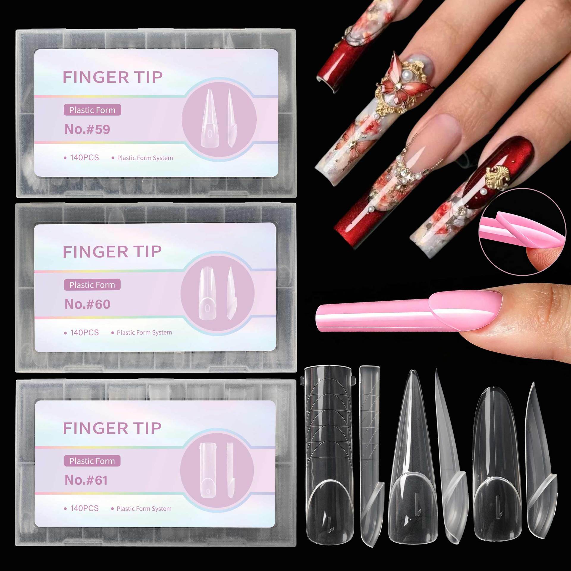140pcs Tip Kuku Flat Edge, Kuk - Nail Art Denim ulasan dan harga