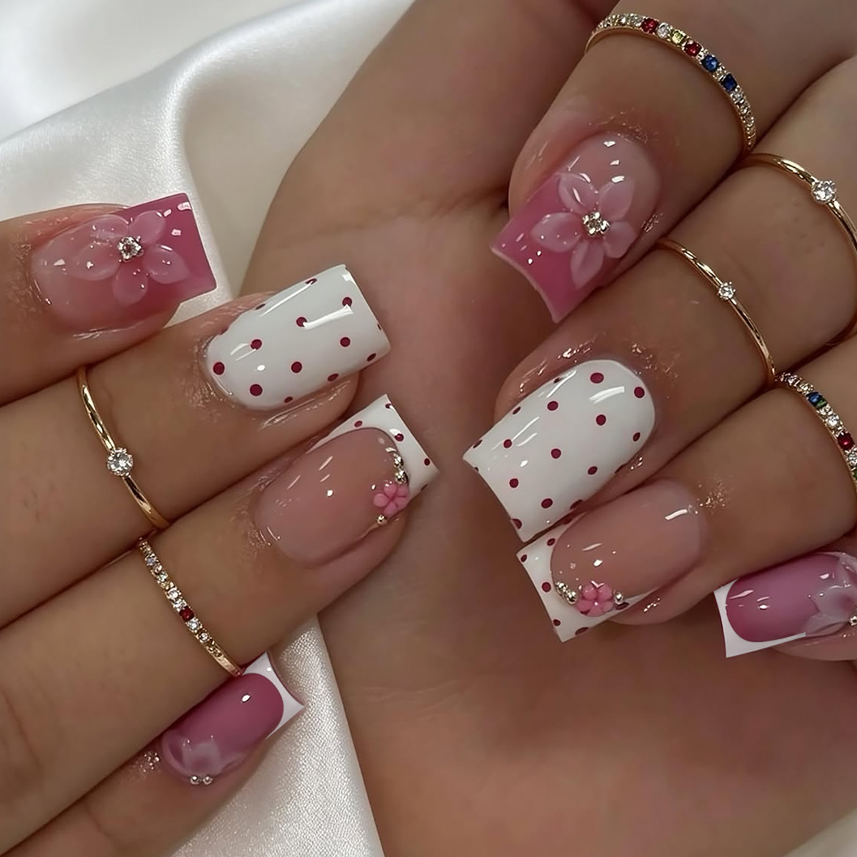 Kuku palsu persegi sedang mani - Nail Art Press On ulasan dan harga