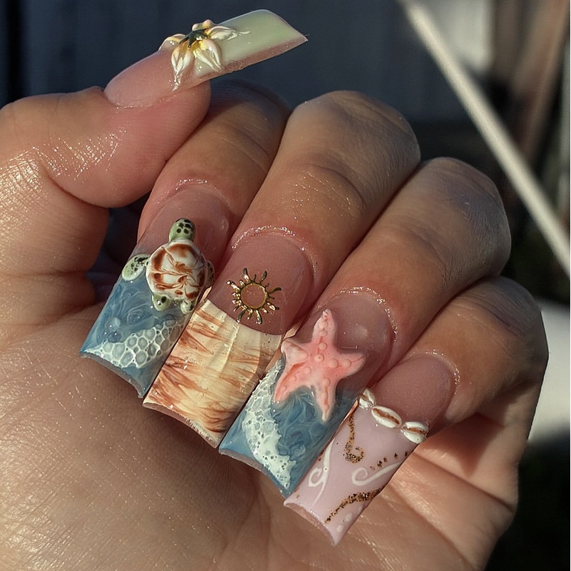Kuku palsu persegi sedang mani - Nail Art Press On ulasan dan harga