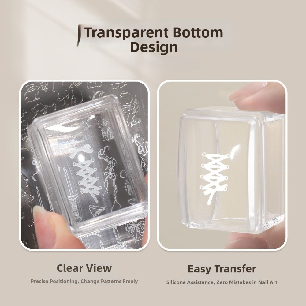 Pelat Stamping Kuku Transparan - Nail Art Inspo ulasan dan harga