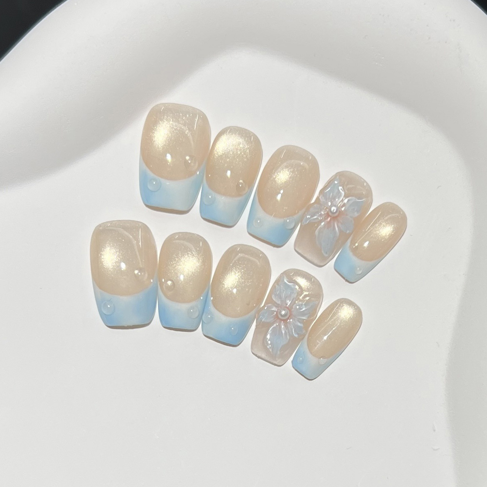 10pcs Kuku Palsu Pendek Perseg - Nail Art Emerald ulasan dan harga