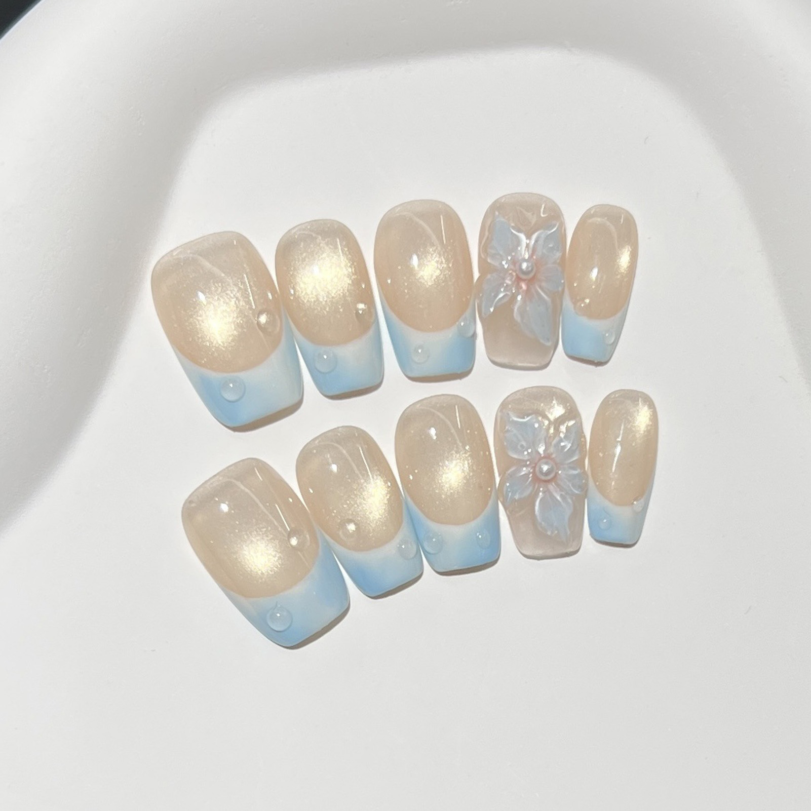 10pcs Kuku Palsu Pendek Perseg - Nail Art Emerald ulasan dan harga