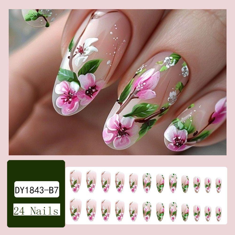 Kuku palsu bunga 3D tekan Almo - Nail Art Press On ulasan dan harga