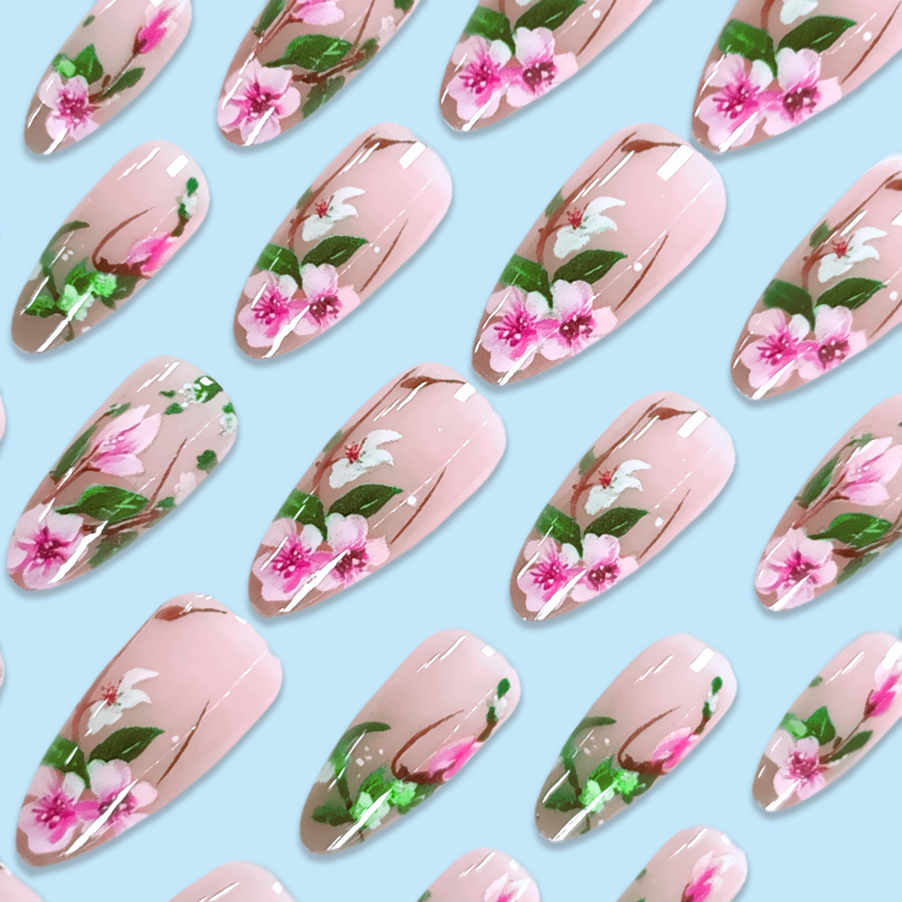 Kuku palsu bunga 3D tekan Almo - Nail Art Press On ulasan dan harga