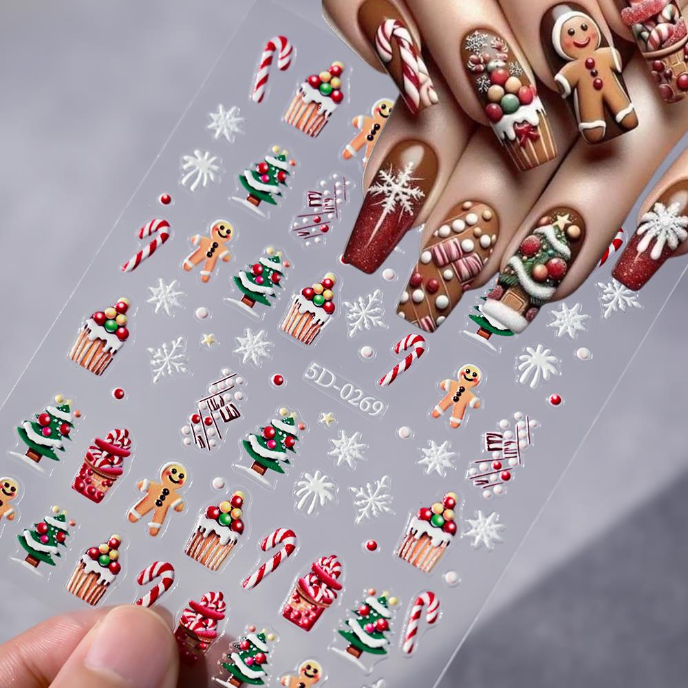 1pc Stiker Kuku Natal 5D Motif - Nail Art For Men ulasan dan harga