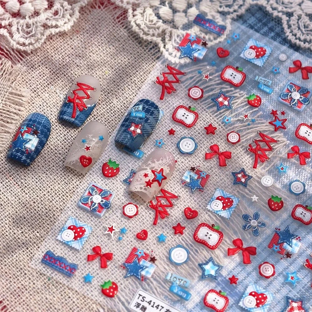 Stiker Seni Kuku 3D Motif Bung - Nail Art Denim ulasan dan harga