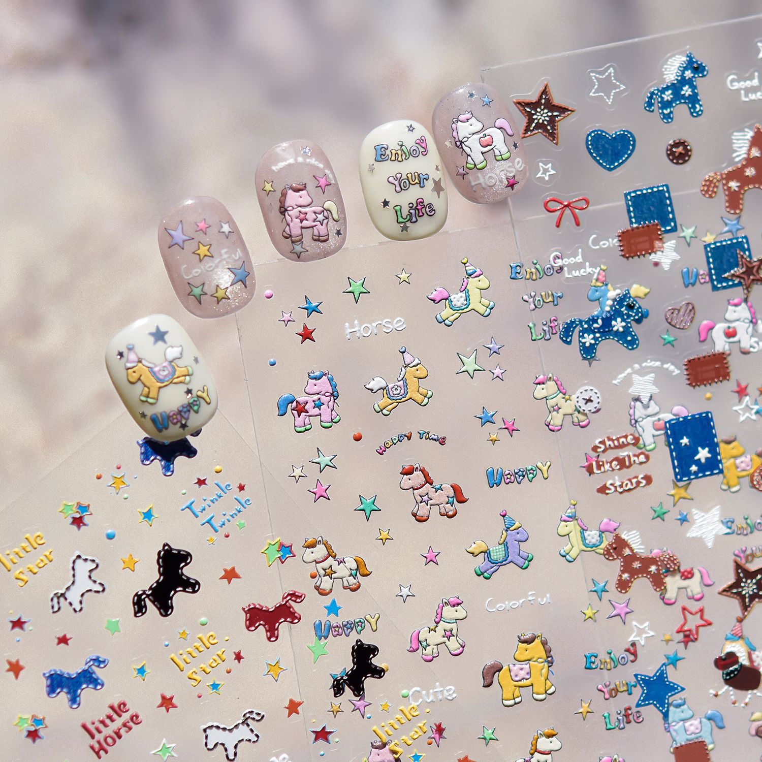 Stiker Kuku Retro Denim Motif  - Nail Art Denim ulasan dan harga