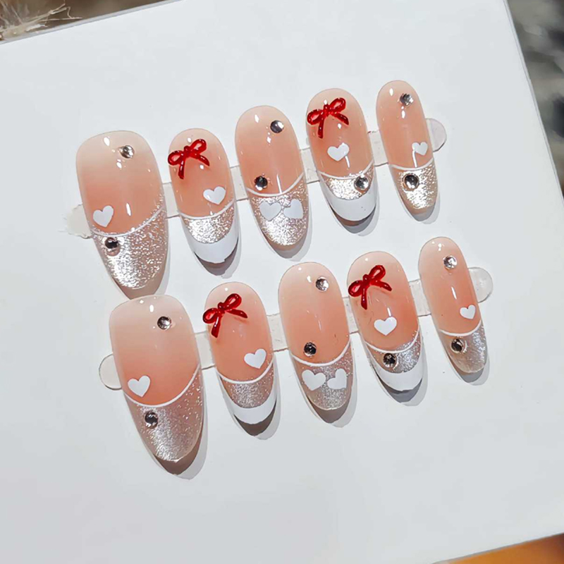 10Pcs Kuku Palsu Gaya Prancis  - Nail Art Press On ulasan dan harga