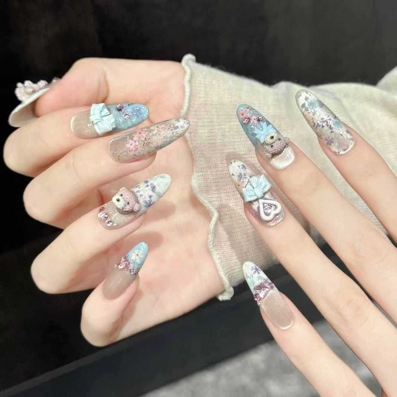 10 Buah Seni Kuku Oval Buatan  - Nail Art Emerald ulasan dan harga