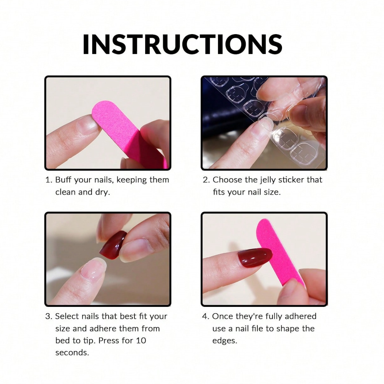 Kuku Palsu Medium Almond 10Pcs - Nail Art Maroon ulasan dan harga