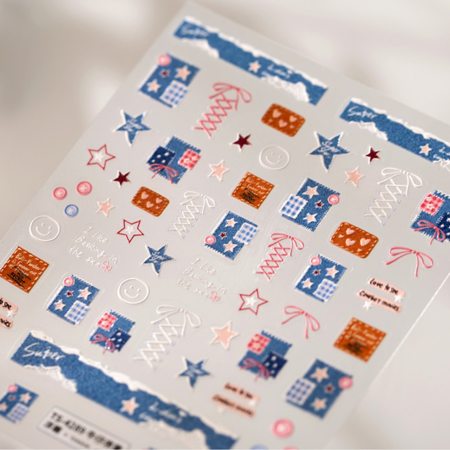 Stiker Seni Kuku 5D Motif Deni - Nail Art Denim ulasan dan harga